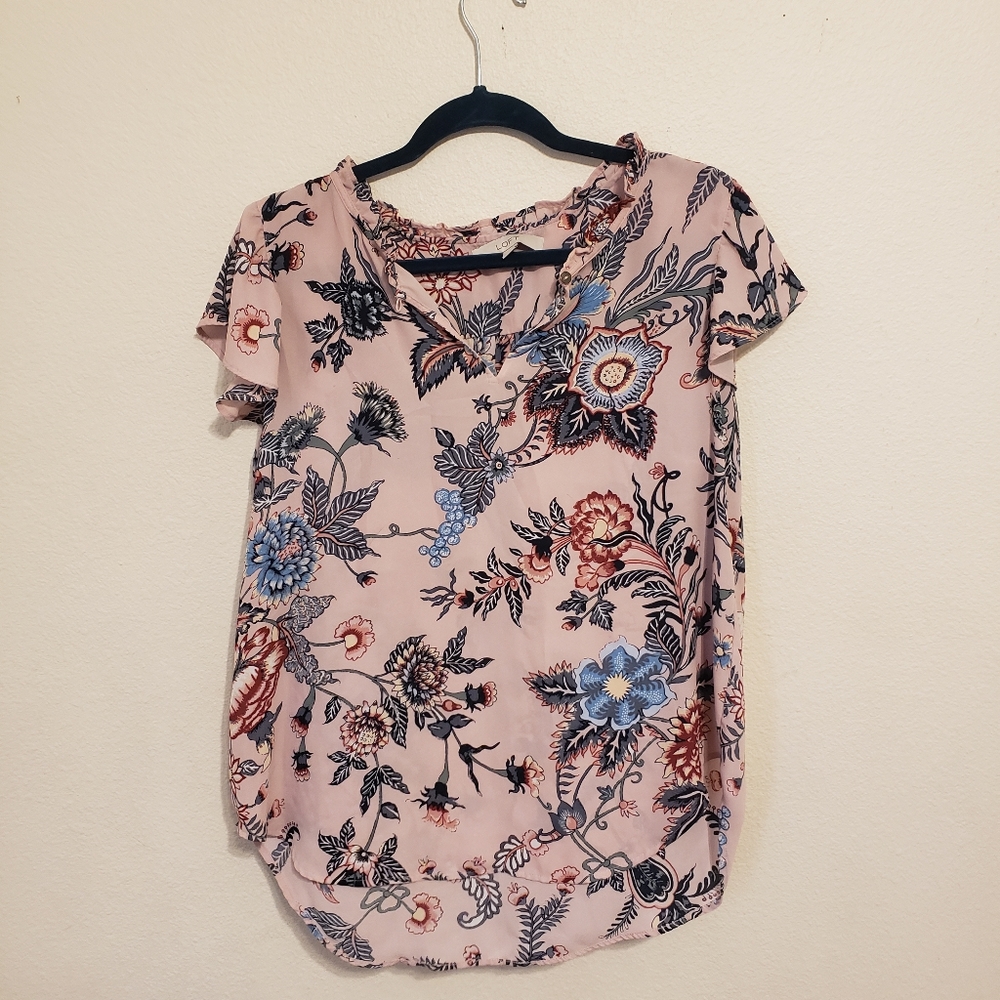 Loft pink floral shirt